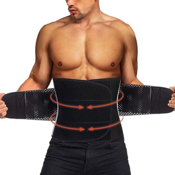 ⚡️Men’s Tummy Control Waist Trimmer 6ack Ab Belt Sauna Waist Trainer - Picture 1 of 4